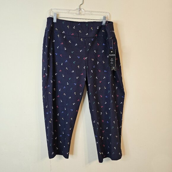 NWT Women's Zac & Rachel The Ultimate Fit Capri Pants Navy With Anchors Size 16 - Picture 1 of 7